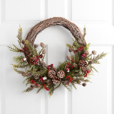 Faux Mushrooms And Red Berries Wreath
