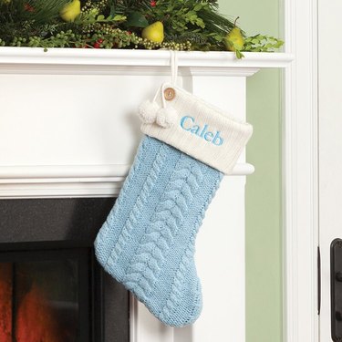 The Holiday Aisle Sky Blue Cable Knit Stocking