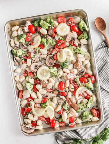 Add gnocchi and vegetables to sheet pan