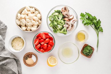 Ingredients for lemon Parmesan sheet pan gnocchi