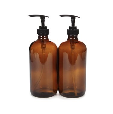 amber-colored glass pump bottles