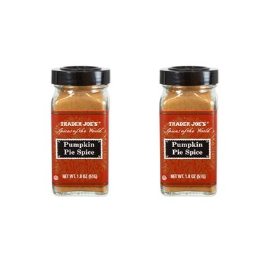 two spice jars of trader joe's pumpkin pie spice