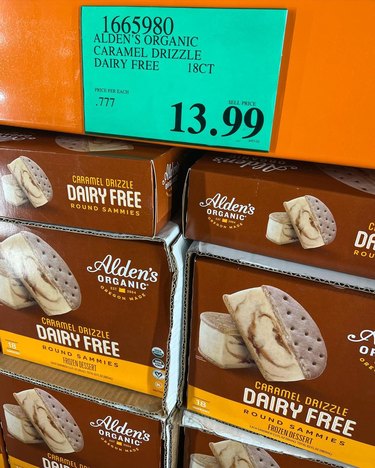 Alden's Organic dairy-free caramel drizzle ice cream sandwiches