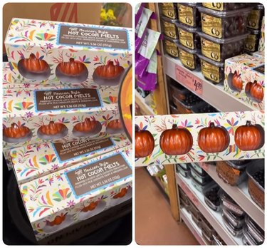 Trader Joe's Mexican-style pumpkin-shaped white chocolate hot cocoa melts