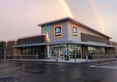 aldi storefront with rainbow