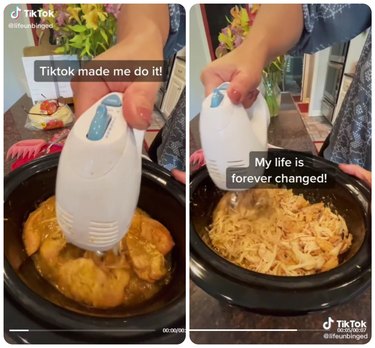Shredding chicken with an electric mixer