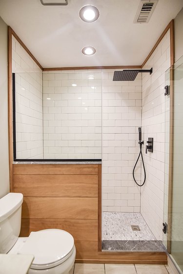 Classic white subway tile walk-in shower