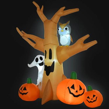 Outsunny 7.5-Foot LED Haunted Tree With Owl, Ghost, and Pumpkins Halloween Inflatable