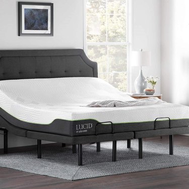 adjustable bed frame in a cozy and comfy bedroom
