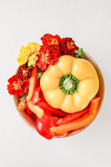 Edible flowers and bell peppers