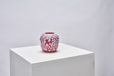 Small red vase with lavender textured speckles