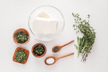Ingredients for herbed cheese log