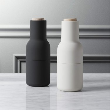 Matte black and white salt and pepper shakers