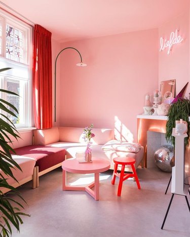 red and pink living room