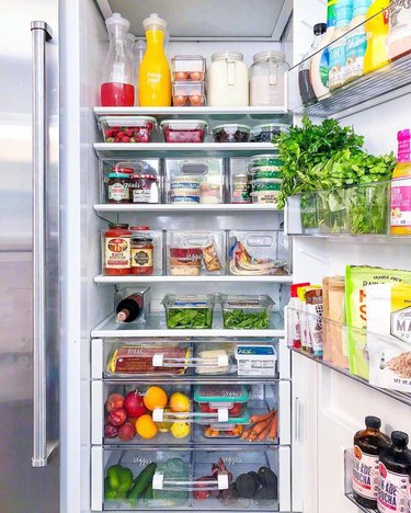 small kitchen organization idea in refrigerator