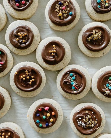 My Name Is Yeh Hazelnut Gelt Cookies on parchment paper