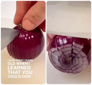 How to quickly dice an onion in seconds