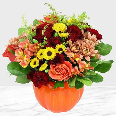 floral arrangement in pumpkin