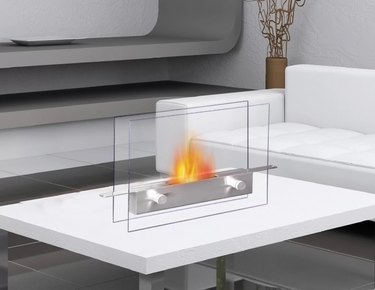 glass tabletop fireplace