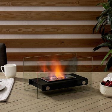 tabletop fire place with flame guard