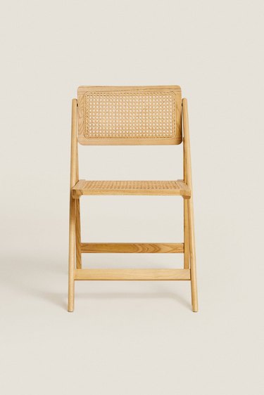 Rattan and Wood Folding Chair