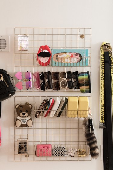 How to Organize Clothes with sunglasses and purses on inside of wardrobe door