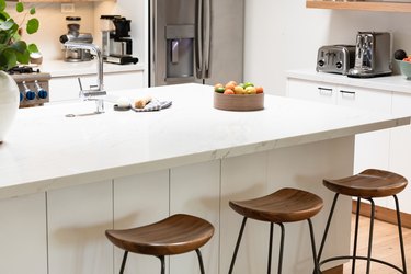 neutral kitchen with modern bar stools