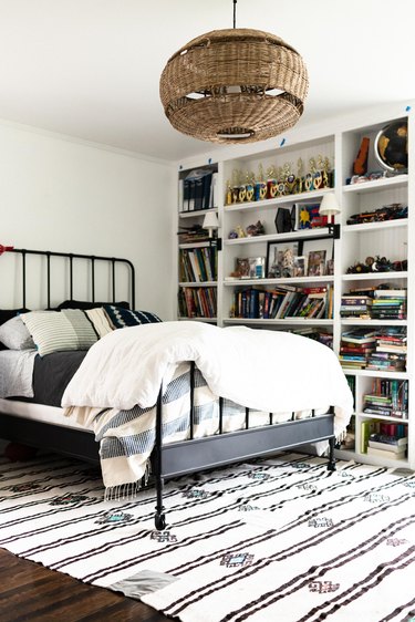 black and white bedroom rug