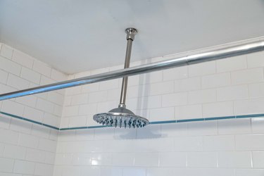 rainfall shower with subway tile