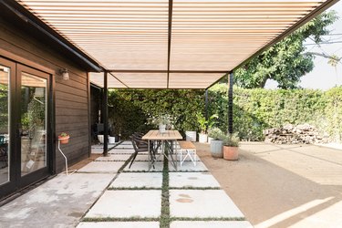 Backyard with table and chairs