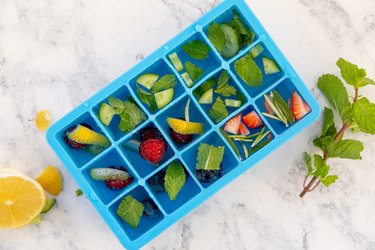 Fruit in ice cube tray