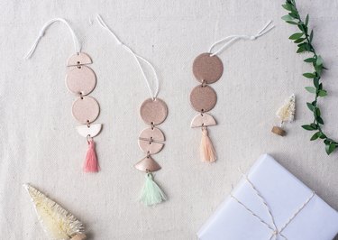 Rose gold and tassel tree ornaments