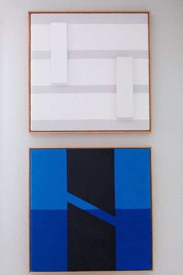 blue and black and white and grey abstract art on canvas