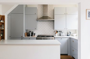 Creative Interior Design Kitchen Space Gray Cabinets Simple Silver