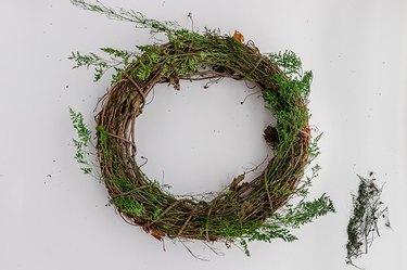 Faux Evergreen Christmas Wreath with grapevine wreath form
