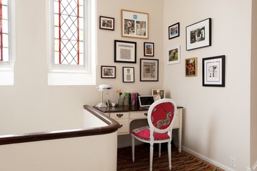 Gallery wall in home office with Home Office Desk Ideas