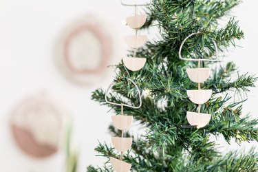 Raw wood and wire ornaments