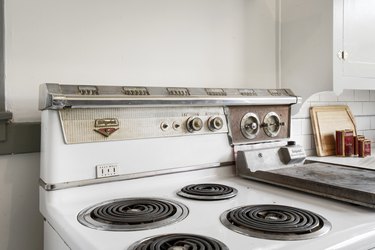 A retro kitchen stovetop