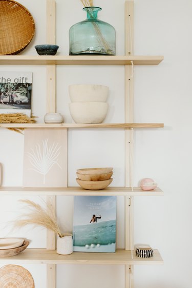 Shelf unit with boho beach decor