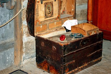 Old wooden store trunks