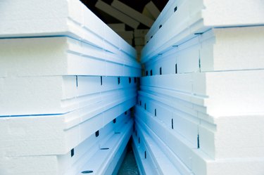 Stacks of solid foam insulation panels