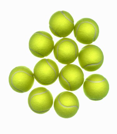 Group of tennis balls on white background