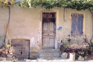 Worn cottage exterior