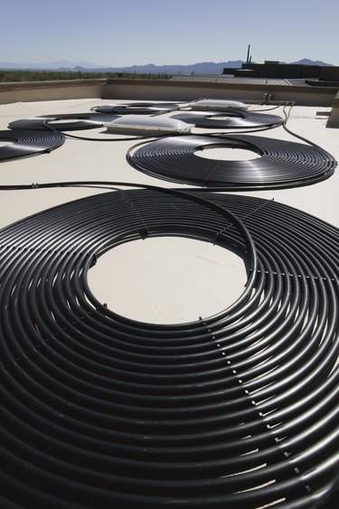 Solar water pipes on roof
