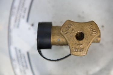 Close-up of valve on propane tank