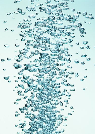 tungsten view of bubbles expelled in the water