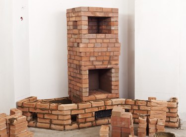 Partially built masonry heater