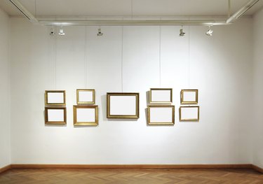 Art gallery with empty frames