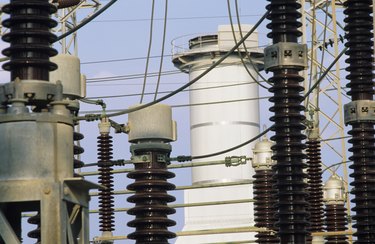 Switch yard insulators at Power station, close-up