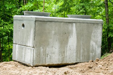 Concrete septic tank at construction site